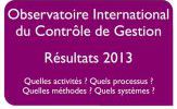 Observatoire International du Contrôle de Gestion Résultats 2013 présentés par la DFCG ...